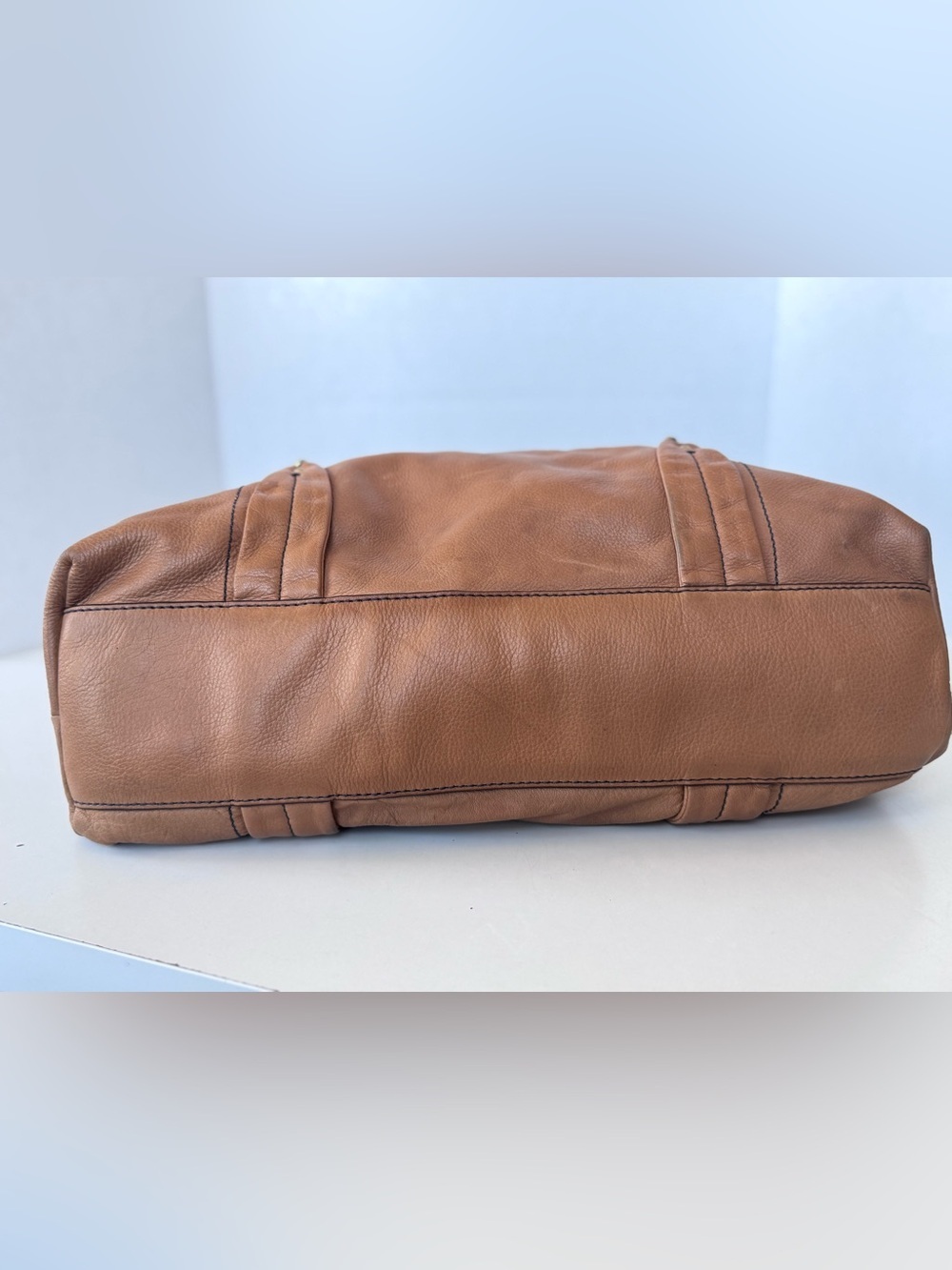 Vintage Y2K JUICY COUTURE Brown Tan Leather Hobo Tote Shoulder Bag Gold Logo Dog - Picture 9 of 16